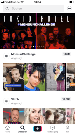 TikTok-Anzeigen im Überblick - Branded Hashtag-Challenge Entdecken-Seite